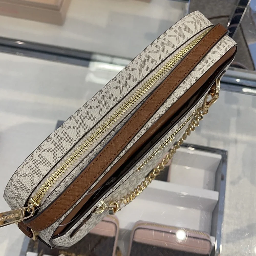 Michael Kors Jet Set Item Large East West Zip Chain MK Signature Crossbody Bag